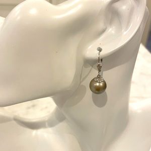 Majorica black pearl earrings